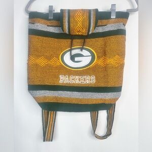 Green Bay Packers Football‎ Woven Knit Drawstring Backpack Tote Bag Boho Hippie
